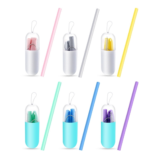 珪膠可彎曲環保吸管套裝