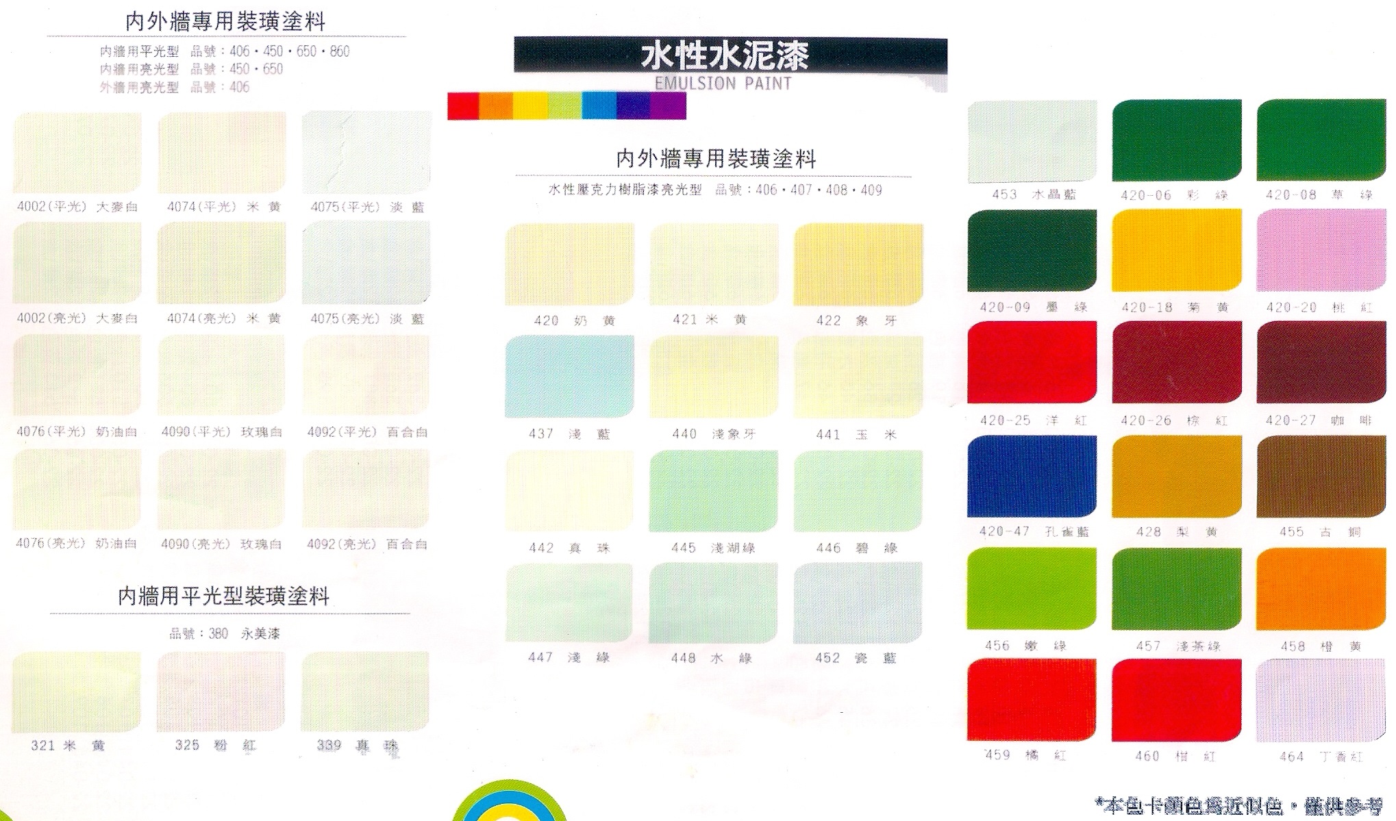 水性水泥漆色表