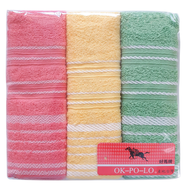 三線色紗毛巾三入量販包