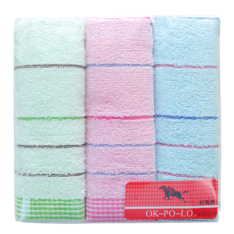 單線條毛巾三入量販包