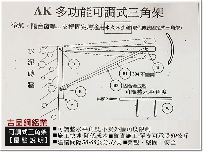  吉品鋼鋁業✅多功能可調式三角架-undefined