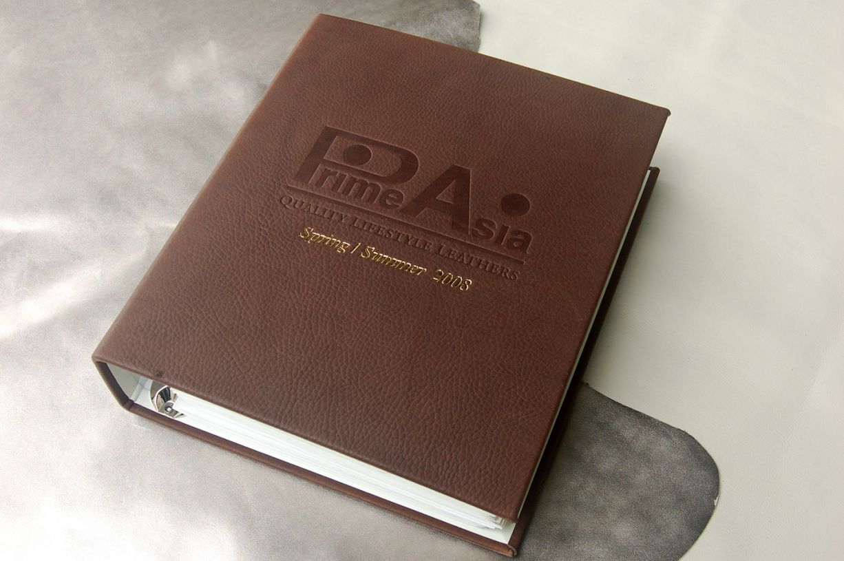 材料目錄4孔活頁券宗夾-封面牛皮採烙印燙金印刷-材料目錄印製-億納印刷