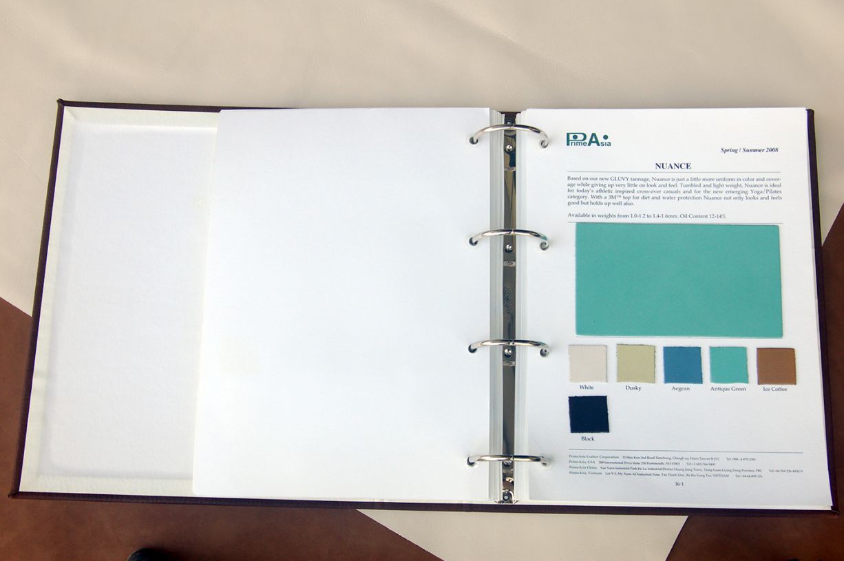 材料目錄4孔活頁券宗夾-封面牛皮採烙印燙金印刷-材料目錄印製-億納印刷